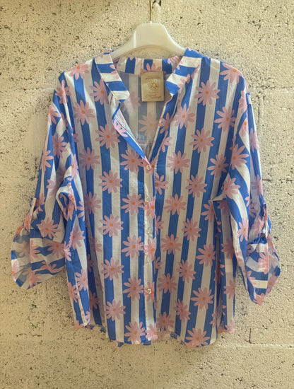 Chemise blue Flowers