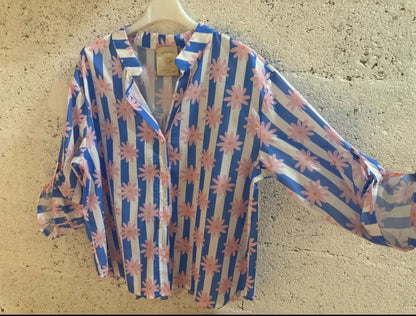 Chemise blue Flowers
