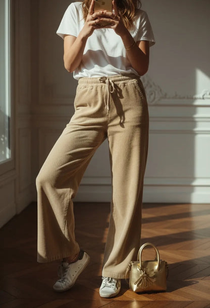 Pantalon velours Camel